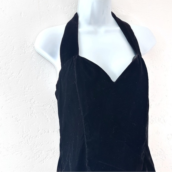 RAMPAGE Vtg 90s Y2K Oxblood Velvet Whimsigoth Halter Mini Dress Size 11 M - Picture 3 of 11